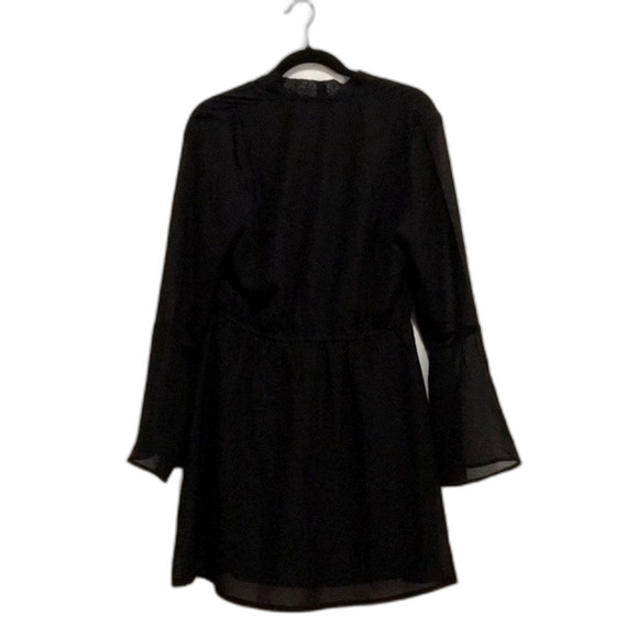 H&M | Black Dress w/ Sheer Sleeves & Neck Tie | 14 - Picture 2 of 4